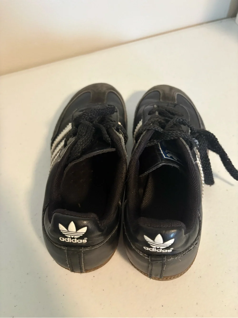 adidas Kids Samba Sneakers - Black with White Stripes and Gum Sole